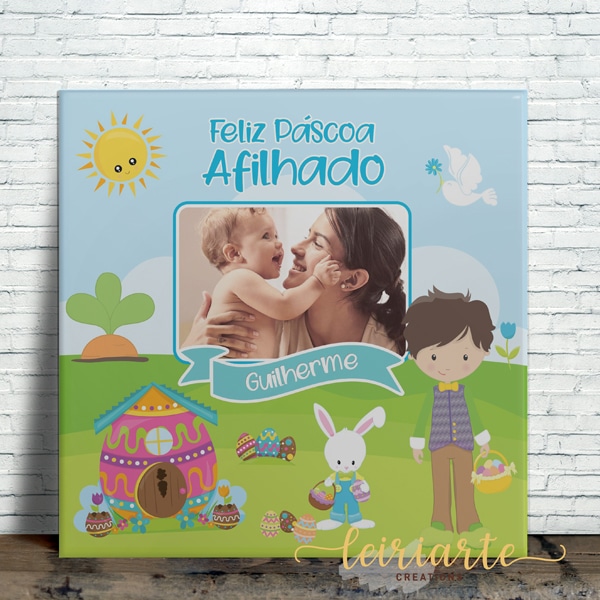 Azulejo Personalizado FELIZ PÁSCOA PADRINHO/AFILHADO
