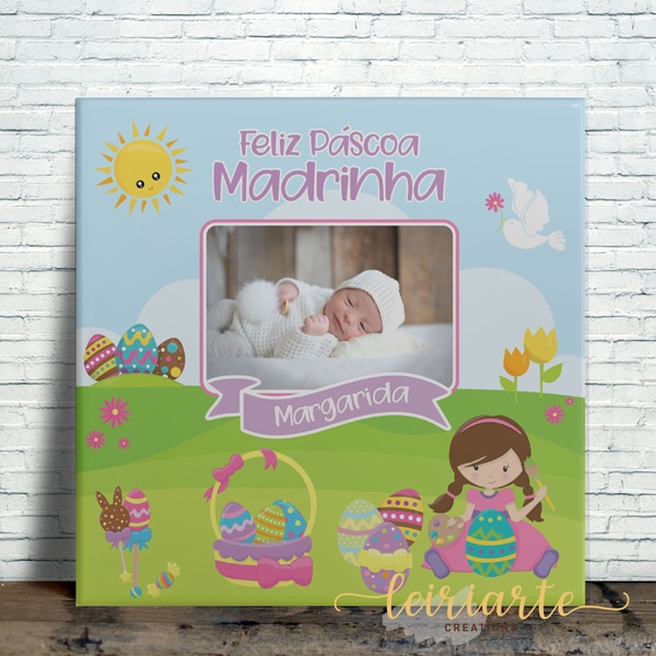 Azulejo Personalizado FELIZ PÁSCOA MADRINHA/AFILHADA