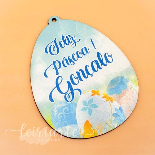 Ovo de Páscoa em Madeira Decorado AZUL