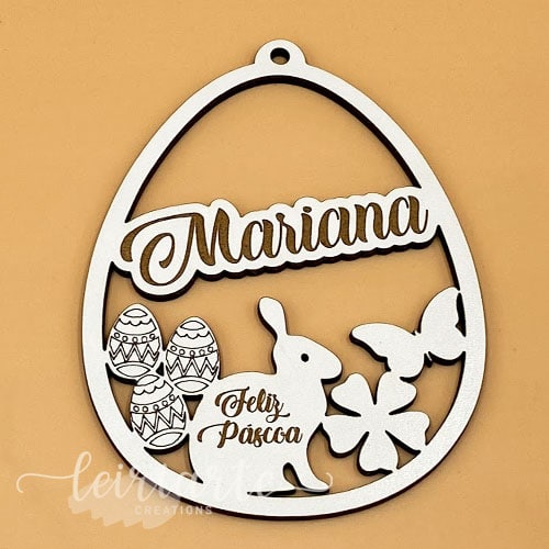 Ovo de Páscoa em Madeira Gravação Laser - Mod.2
