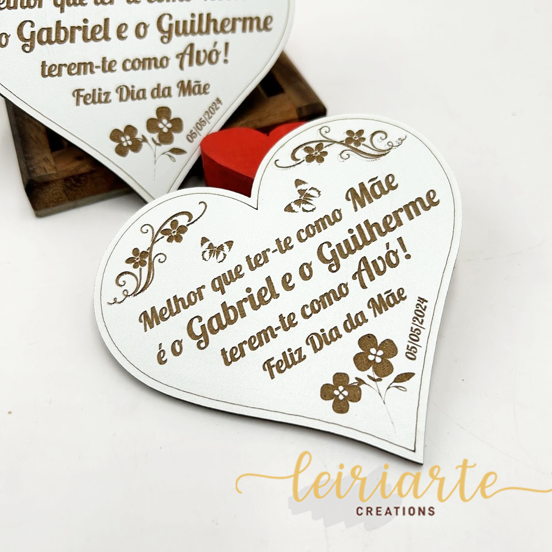 Íman Personalizado com Gravação a Laser - Retangular ou Coração 1 Íman Personalizado com Gravação a Laser - Retangular ou Coração