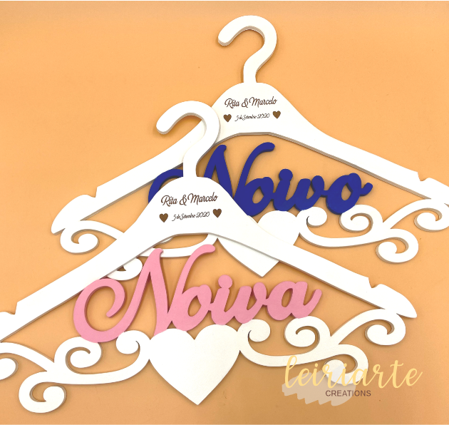 Cabides em MDF "Noiva/Noivo" Pintados