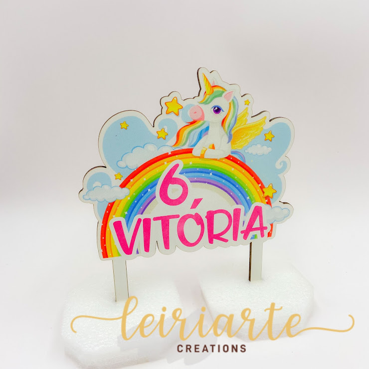 Topo de Bolo Personalizado "Unicórnio"