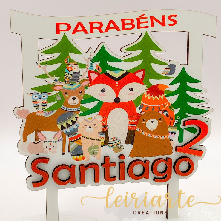 Topo de Bolo Personalizado "Animais do Bosque"