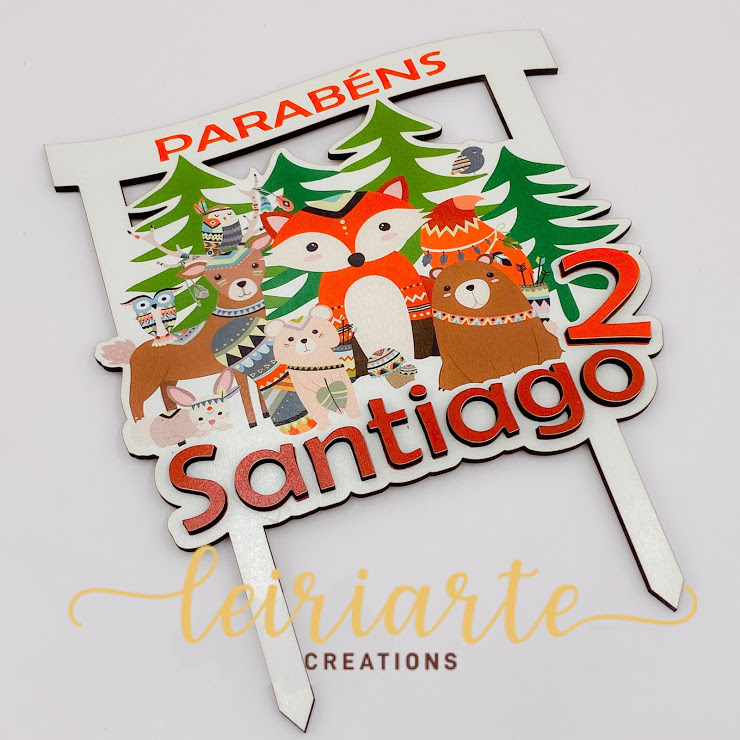 Topo de Bolo Personalizado "Animais do Bosque" 3 Topo de Bolo Personalizado "Animais do Bosque" - Image 3