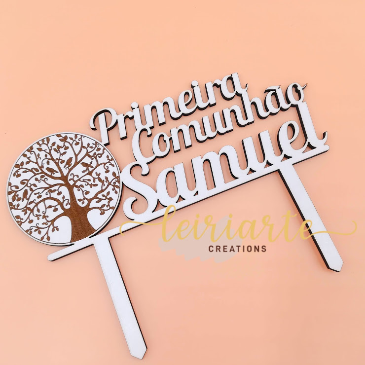 Topo de Bolo Personalizado - Primeira Comunhão "Árvore"