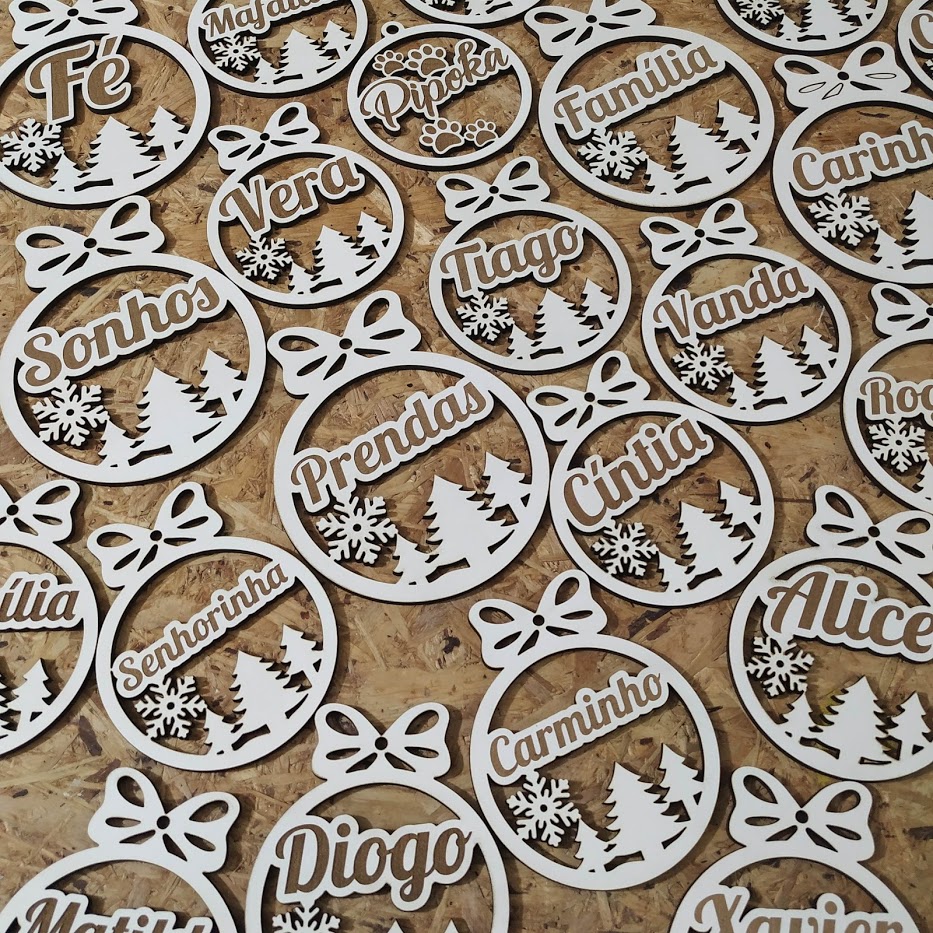 Bolas de Natal Com Laço Personalizadas - 8 cm - MOD 2 4 Bolas de Natal Com Laço Personalizadas - 8 cm - MOD 2 - Image 4