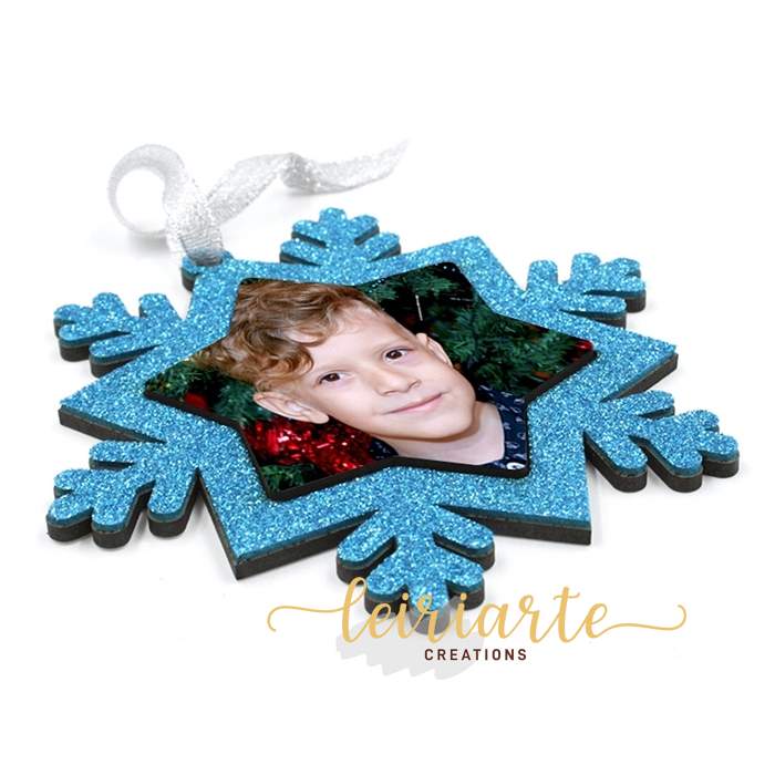 Floco de Natal Colorido e Personalizado com FOTO  - 8 cm (Dupla)