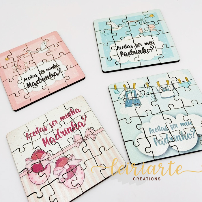 Mini Puzzle Convite Padrinho/Madrinha