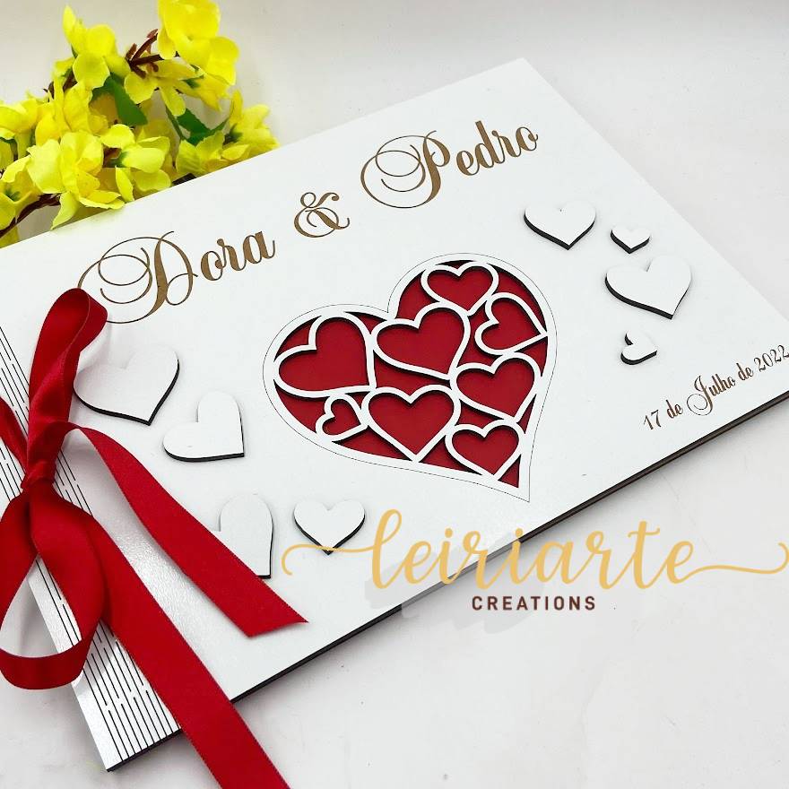 Livro Honra Personalizado "Corações" - Mod. 1 1 Livro Honra Personalizado "Corações" - Mod. 1