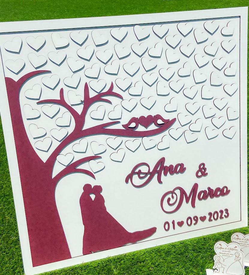 Quadro de Assinaturas "Árvore e Noivos" 1 Quadro de Assinaturas "Árvore e Noivos"