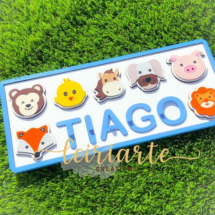 Jogo Puzzle Personalizado com Nome e Animais